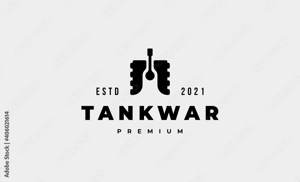 military tank simple logo design vector illustration