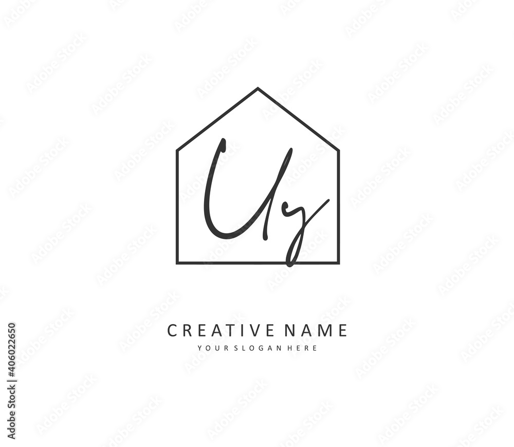 UY Initial letter handwriting and signature logo. A concept handwriting initial logo with template element. UY Initial letter handwriting and signature logo. A concept handwriting initial logo with template element.
