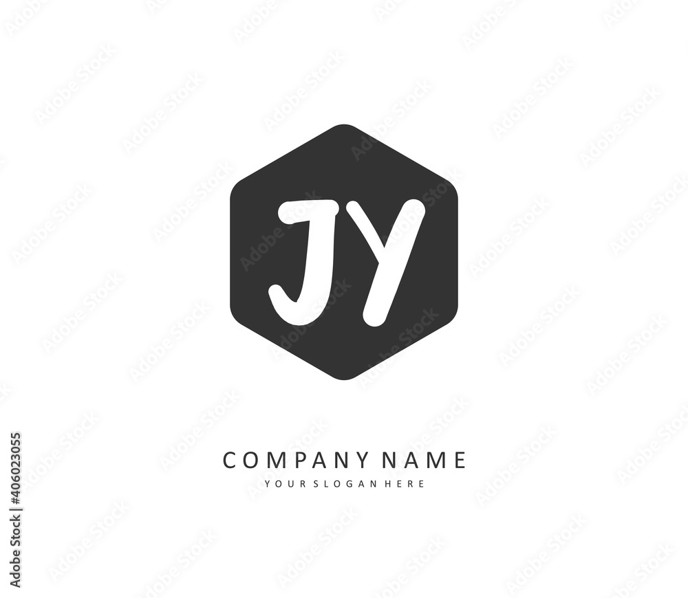 JY Initial letter handwriting and signature logo. A concept handwriting initial logo with template element.