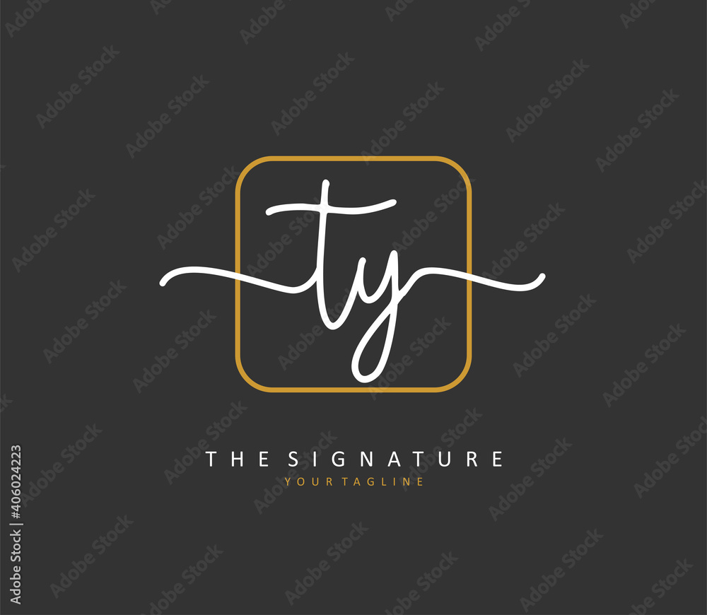 TY Initial letter handwriting and signature logo. A concept handwriting initial logo with template element. TY Initial letter handwriting and signature logo. A concept handwriting initial logo with template element.