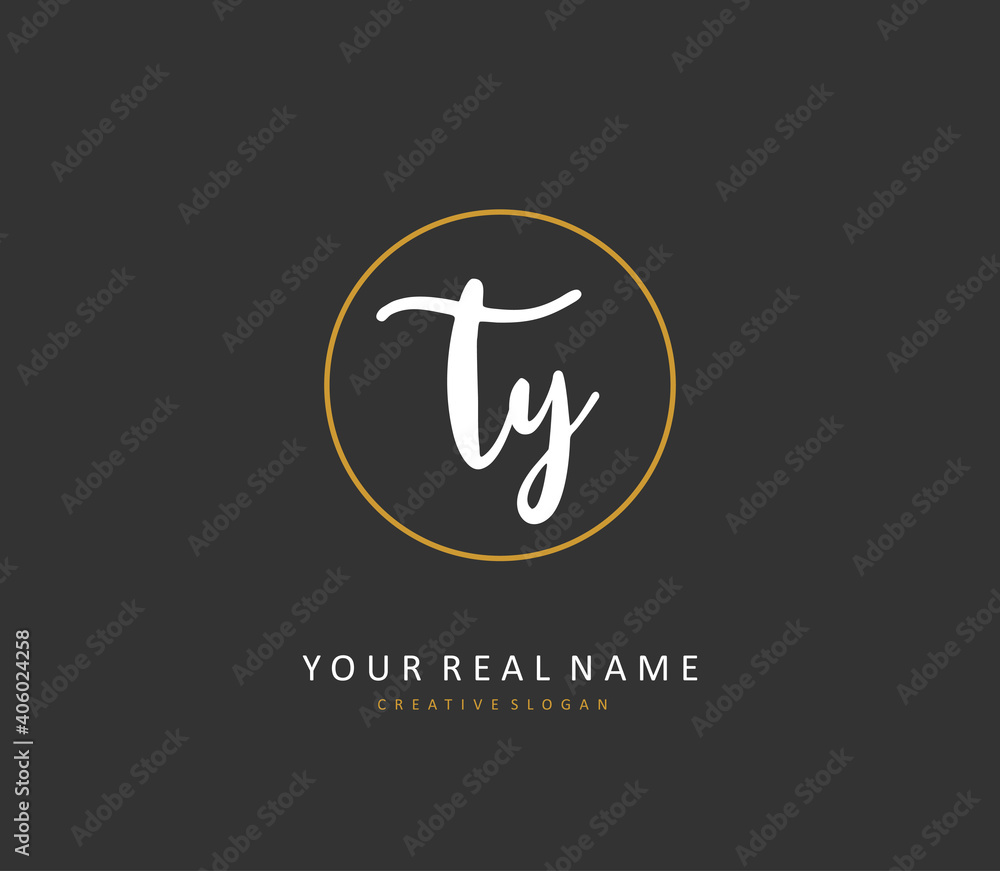 Fototapeta premium TY Initial letter handwriting and signature logo. A concept handwriting initial logo with template element.
