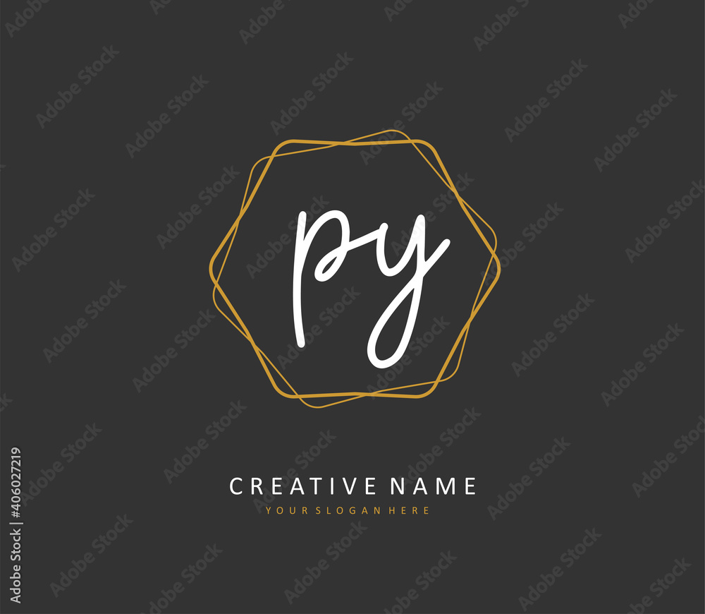 PY Initial letter handwriting and signature logo. A concept handwriting initial logo with template element. PY Initial letter handwriting and signature logo. A concept handwriting initial logo with template element.