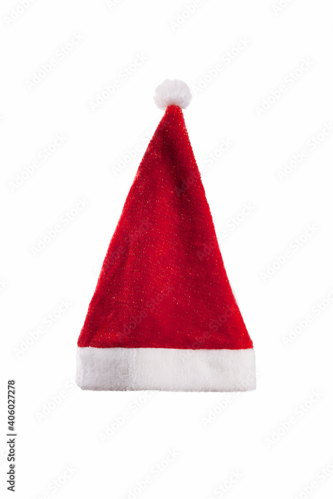 Santa hat close-up On a white background Santa hat close-up On a white background