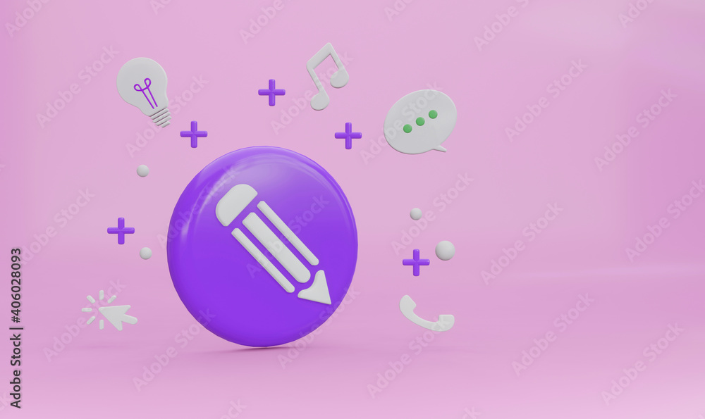 Education 3D icons, Abstract social media, Education 3D icons, Abstract social media,