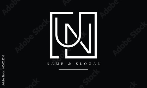 NU, UN, N, U abstract letters logo monogram