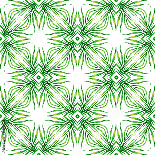 Tropical seamless pattern. Green classic boho chic summer design. Hand drawn tropical seamless border. Textile ready adorable print, swimwear fabric, wallpaper, wrapping.