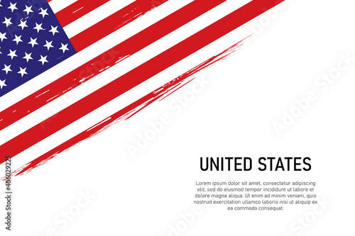 Grunge styled brush stroke background with flag of United States