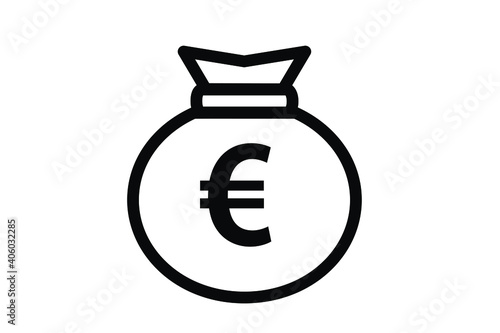 ユーロ通貨記号の入った袋のビジネスアイコン