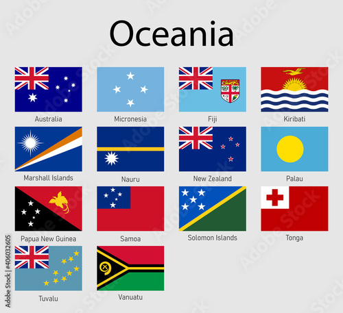 Set of flags Oceanian countries, All Oceania flag