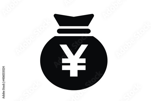 日本円の通貨記号の入った袋のビジネスアイコン