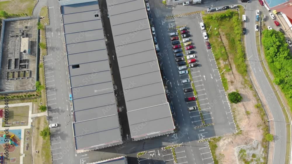 Aerial View Of Parking Lot In Kuala Lipis Tilt Up Mountain View - Pan Right To Left Tilt Up Aerial View Of Parking Lot In Kuala Lipis Tilt Up Mountain View - Pan Right To Left Tilt Up