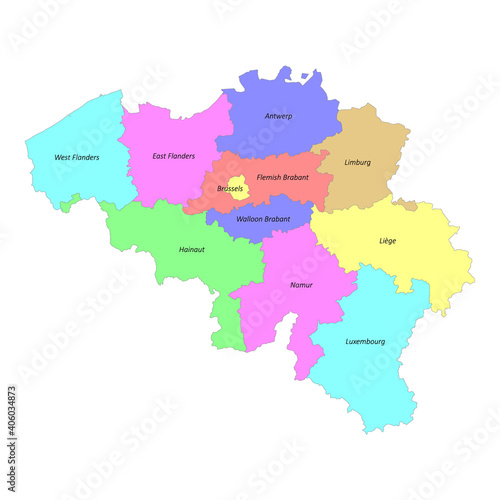 High quality colorful labeled map of Belgium with borders