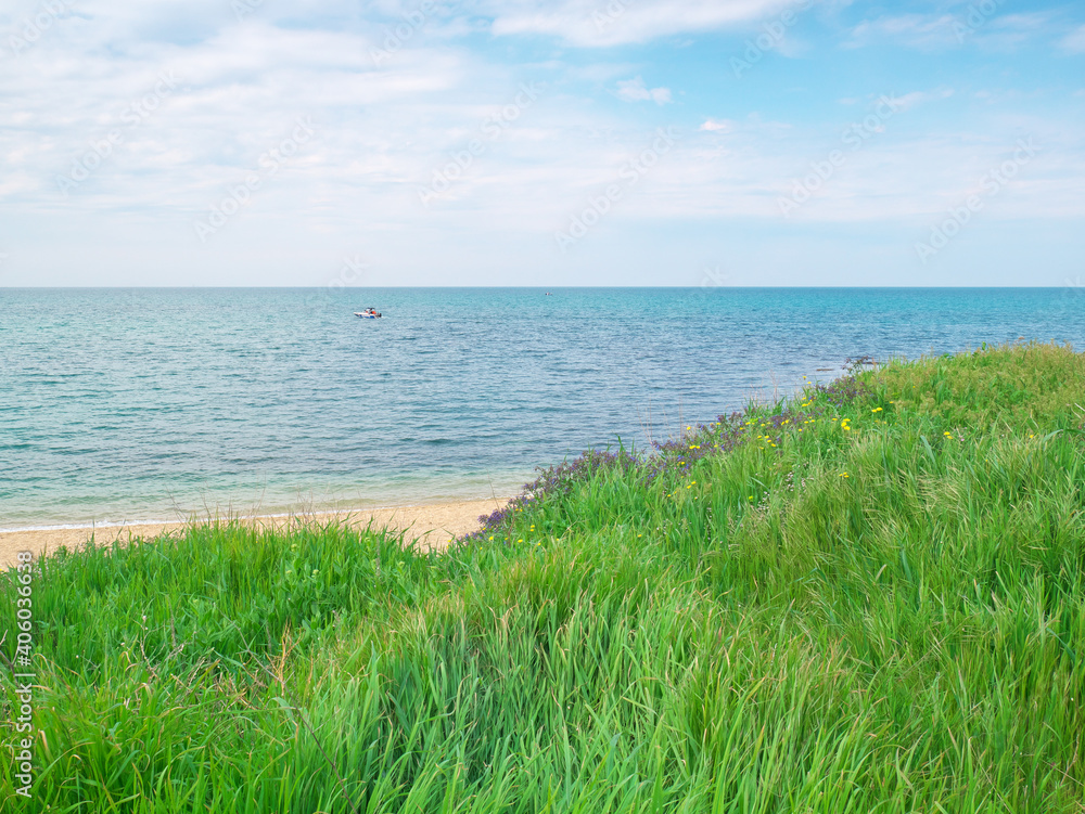 Spring coast on the sea.