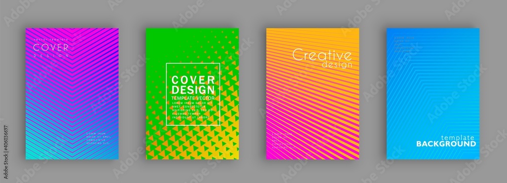 Fototapeta premium Future minimal covers design. Colorful halftone gradients. Background geometric patterns. Vector template