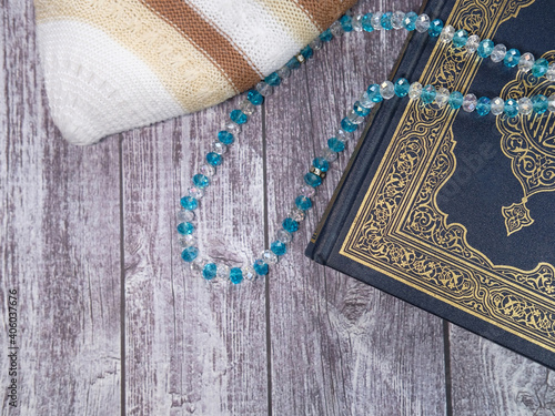Islam holly book Quran and prayer beads
