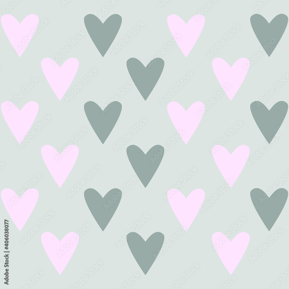 vector pattern from hearts of white outline. valentines day pattern with hearts on gray background