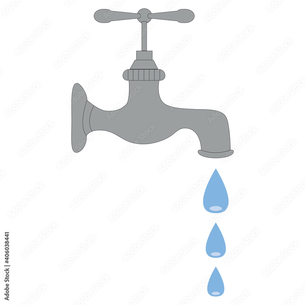 Water tap with a drop. Illustration. Vector Water tap with a drop. Illustration. Vector