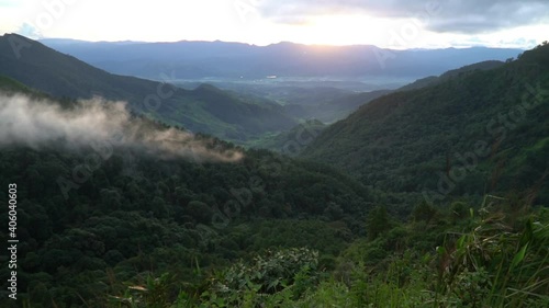 Nature landscape Aerial view . Mist landscape view point in nouth Thailand.  Amazing Mist landscape over mountain. Thailand photo