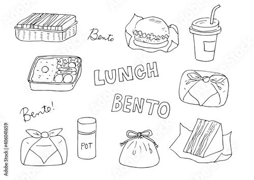 ランチとお弁当のイラストセット