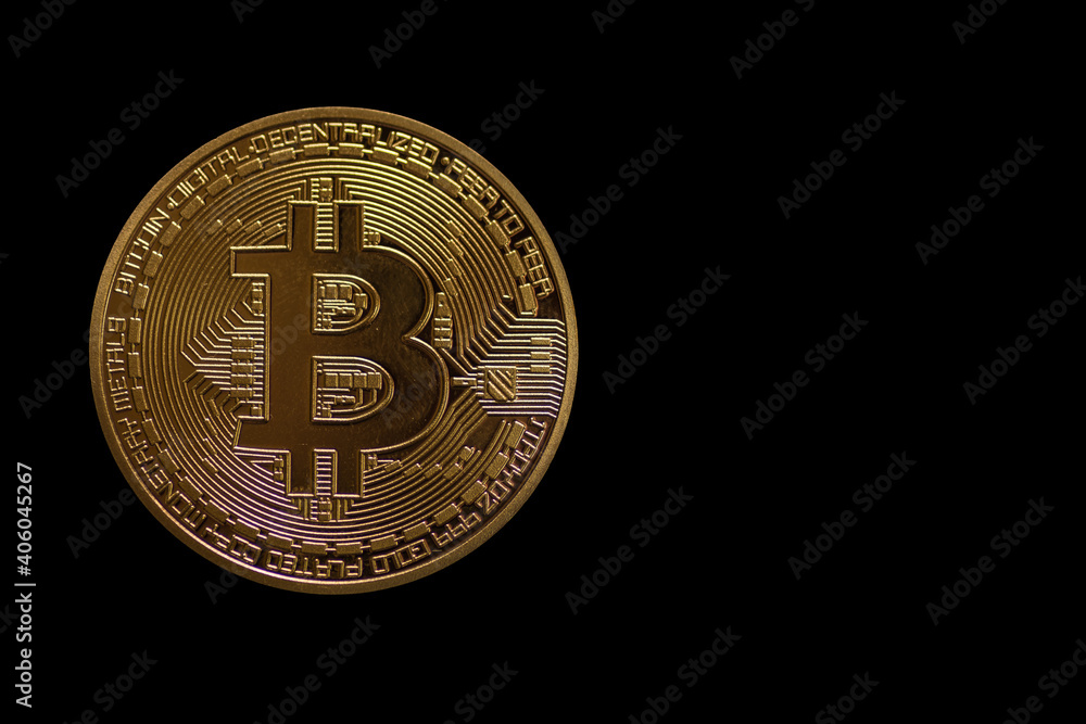 single valuable golden bitcoin on dark black background single valuable golden bitcoin on dark black background