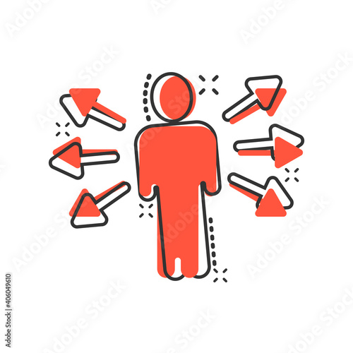 Mind awareness icon in comic style. Idea human cartoon vector illustration on white isolated background. Customer brain splash effect business concept.