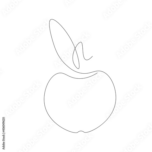 Apple on white background one line drawing  vector illustration