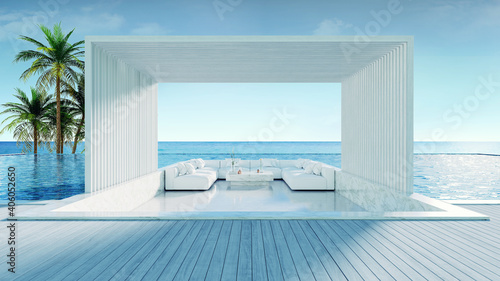 Relaxing Summer Beach , Sunbathing Deck And Private Swimming Pool With Panoramic Sea View At Villa © wachirawut priamphimai/EyeEm