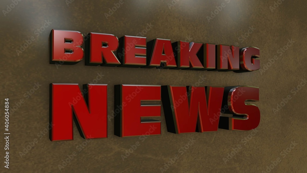 Fototapeta premium BREAKING NEWS - red lettering with shadow and light effects on stone background - 3D illustration