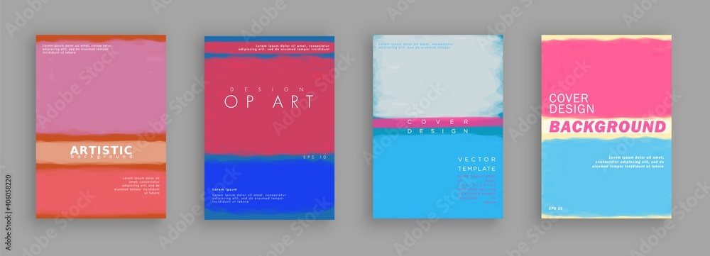 Fototapeta Minimalistic art. Cover design. Abstract painting style. Colorful background geometric patterns.