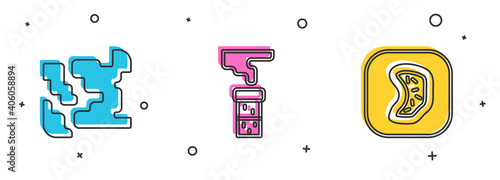 Set Gaseous, Test tube and flask and Bacteria icon. Vector.