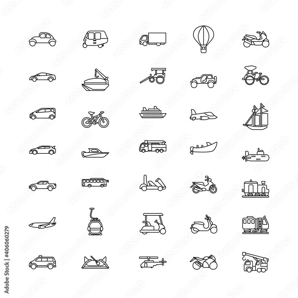 Set icon transportation lineal style Set icon transportation lineal style