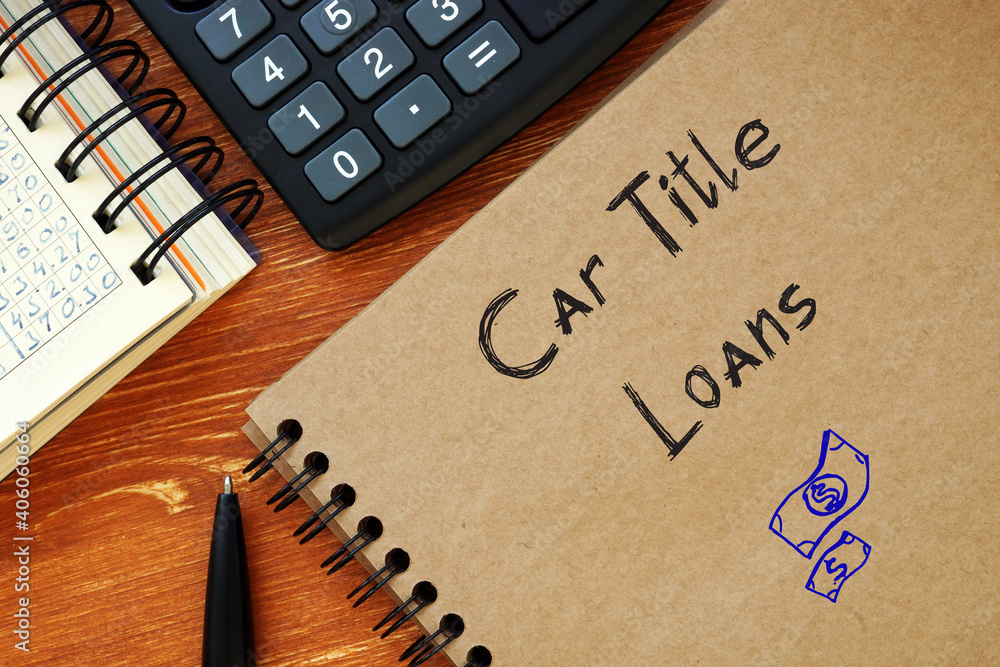 Fotografie Car Title Loans phrase on the sheet.