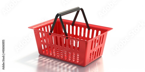Shopping basket on white background. 3d illustration.