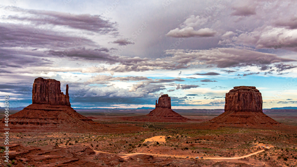 Coudy sky over the Monument Valley,.Monument Valley