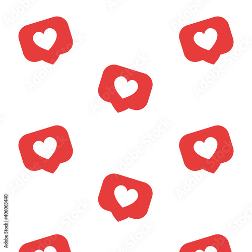 Hand drawn seamless vector pattern with love social media signs. Romantic background for Valentine’s Day. Love and romance symbol.
