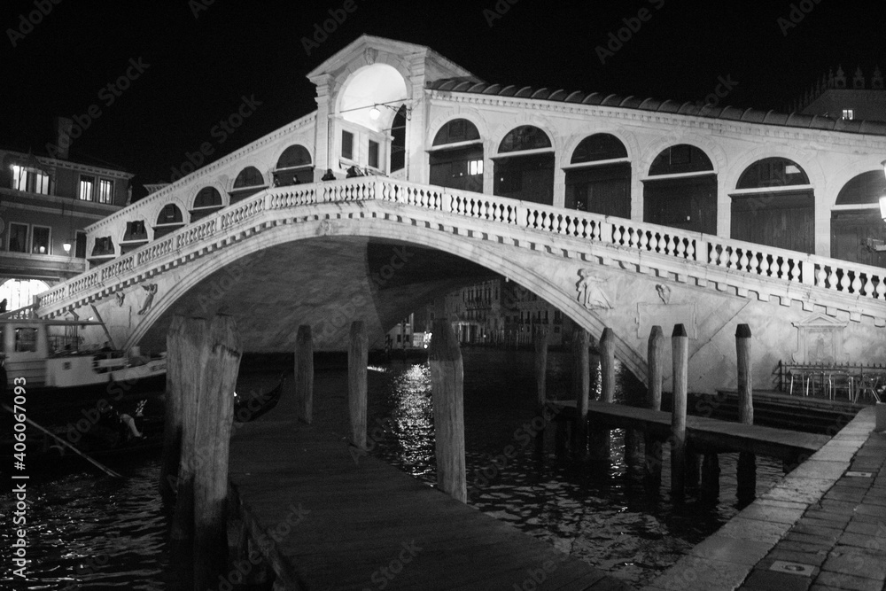 Venice, Italy, January 27, 2020 evocative black and white image of the Rialto Bridge, one of the most
famous symbols of the city Venice, Italy, January 27, 2020 evocative black and white image of the Rialto Bridge, one of the most
famous symbols of the city