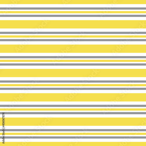 Illuminating yellow and ultimate gray seamless horizontal striped pattern, vector illustration. Seamless pattern with yellow and gray lines on white. Stripes geometric background