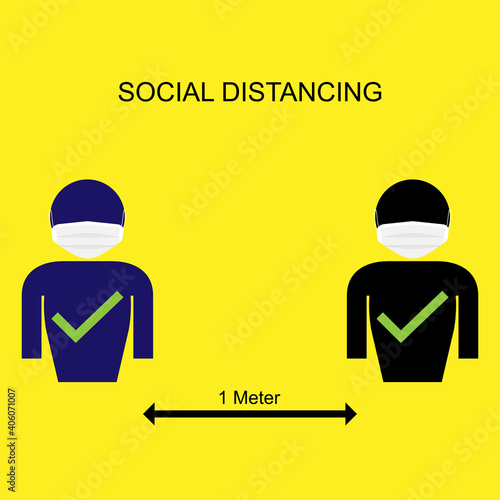 sign or warn for Social Distancing Keep Your Distance 1 meter Icon. Vector illustration eps 10 easy to edit. 
