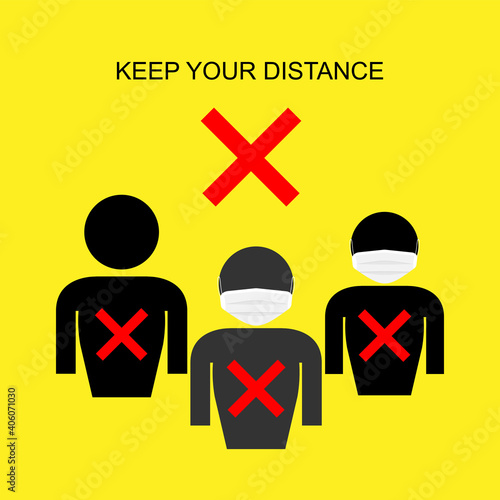 sign or warn for Social Distancing Keep Your Distance 1 meter Icon. Vector illustration eps 10 easy to edit. 

