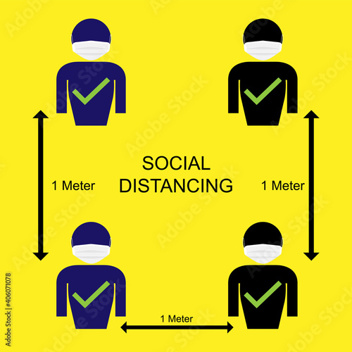 sign or warn for Social Distancing Keep Your Distance 1 meter Icon. Vector illustration eps 10 easy to edit. 
