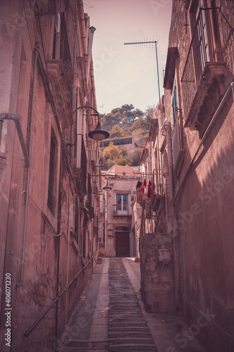 Small Alley of Ragusa Ibla, Sicily, Italy, Europe, World Heritage Site
