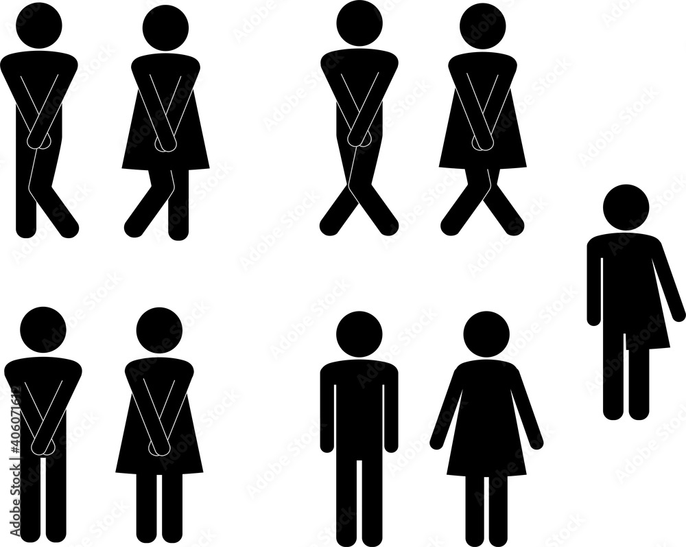 Set of WC sign Icon Vector Illustration on the white background. Vector man & woman icons. Funny and unisex toilet symbol Set of WC sign Icon Vector Illustration on the white background. Vector man & woman icons. Funny and unisex toilet symbol