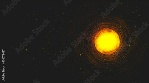 Realistic Solar Spiral Black Hole on Galaxy Background.planet and physics concept design,vector illustration.