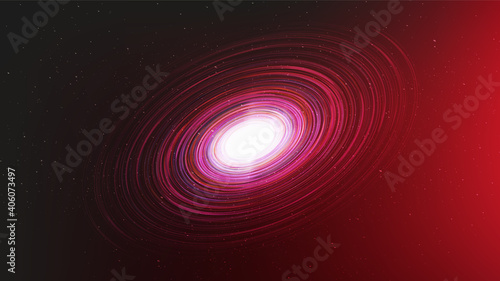 Motion Black hole on Red Galaxy background with Milky Way spiral,Universe and starry concept desig,vector