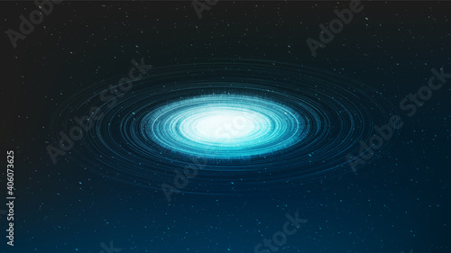 Gravity Light Spiral Black Hole on Galaxy Background.planet and physics concept design,vector illustration.
