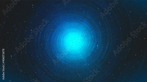 Ultra Blue Nebula with Spiral Black Hole on Galaxy Background.planet and physics concept design,vector illustration.