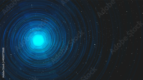 Ultra Blue Light Spiral Black Hole on Galaxy Background.planet and physics concept design,vector illustration.
