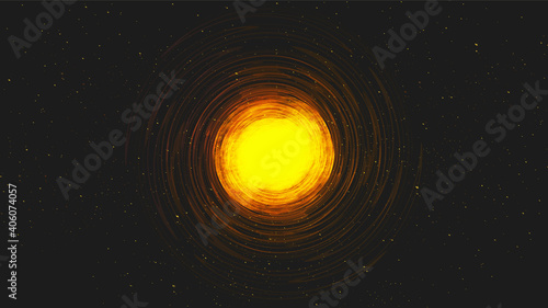 Realistic Light Spiral Black Hole on Galaxy Background.planet and physics concept design,vector illustration.
