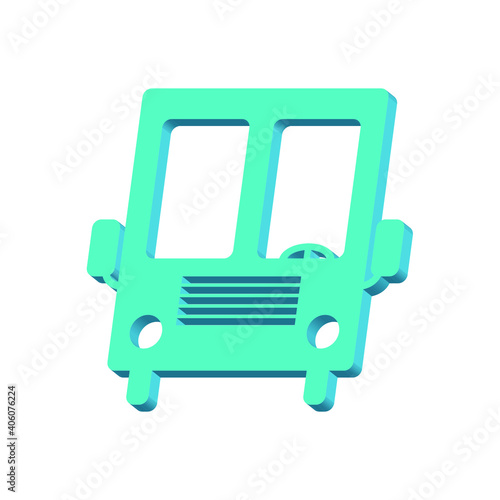 Blue bus on a white background 3d, vector