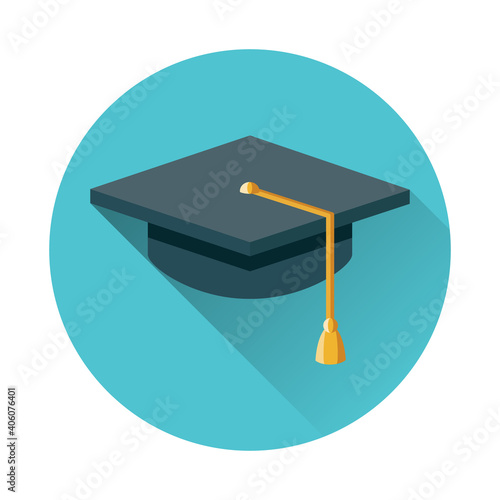Graduation cap vector with long shadow , graduation hat with tassel flat icon, academic cap, graduation cap image, graduation cap	